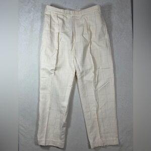 Polo Ralph Lauren Polo Golf 36/30 Silk Linen Blend Cream Plaid Chinos Trousers